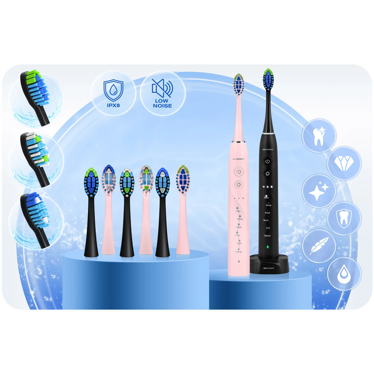 Berdsen Galaxy Duo sonická zubná kefka sada 2 kusov – Obrázok 2