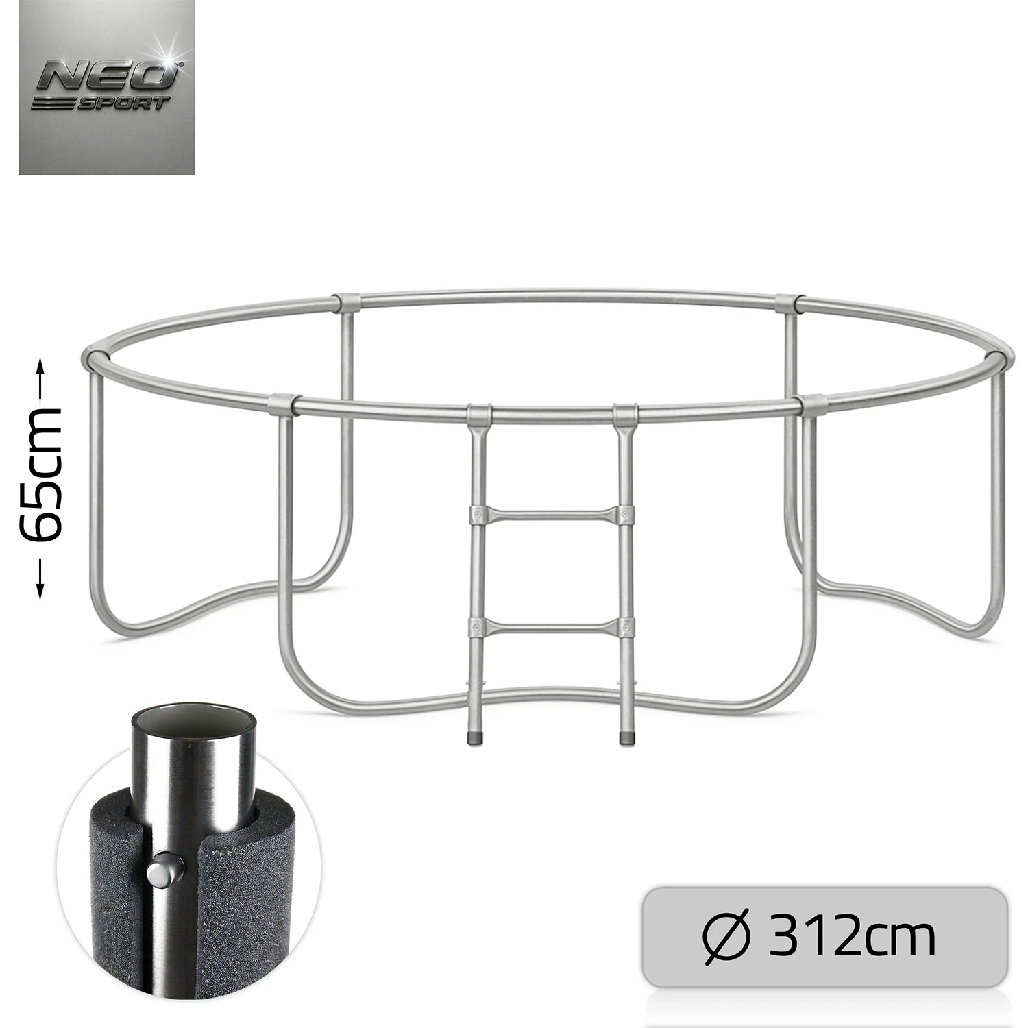 Záhradná trampolína Neo-Sport s dĺžkou 312 cm a vonkajšou sieťou a rebríkom – Obrázok 3