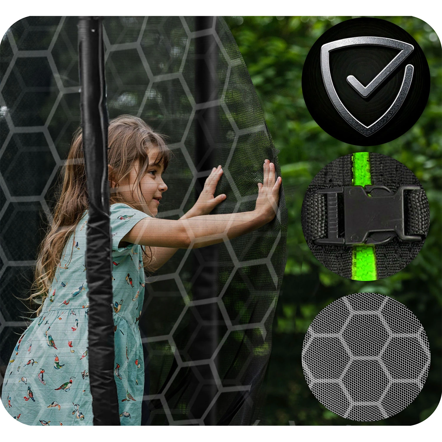 Profilovaná záhradná trampolína Neo-Sport s dĺžkou 252 cm a vnútornou sieťou – Obrázok 5