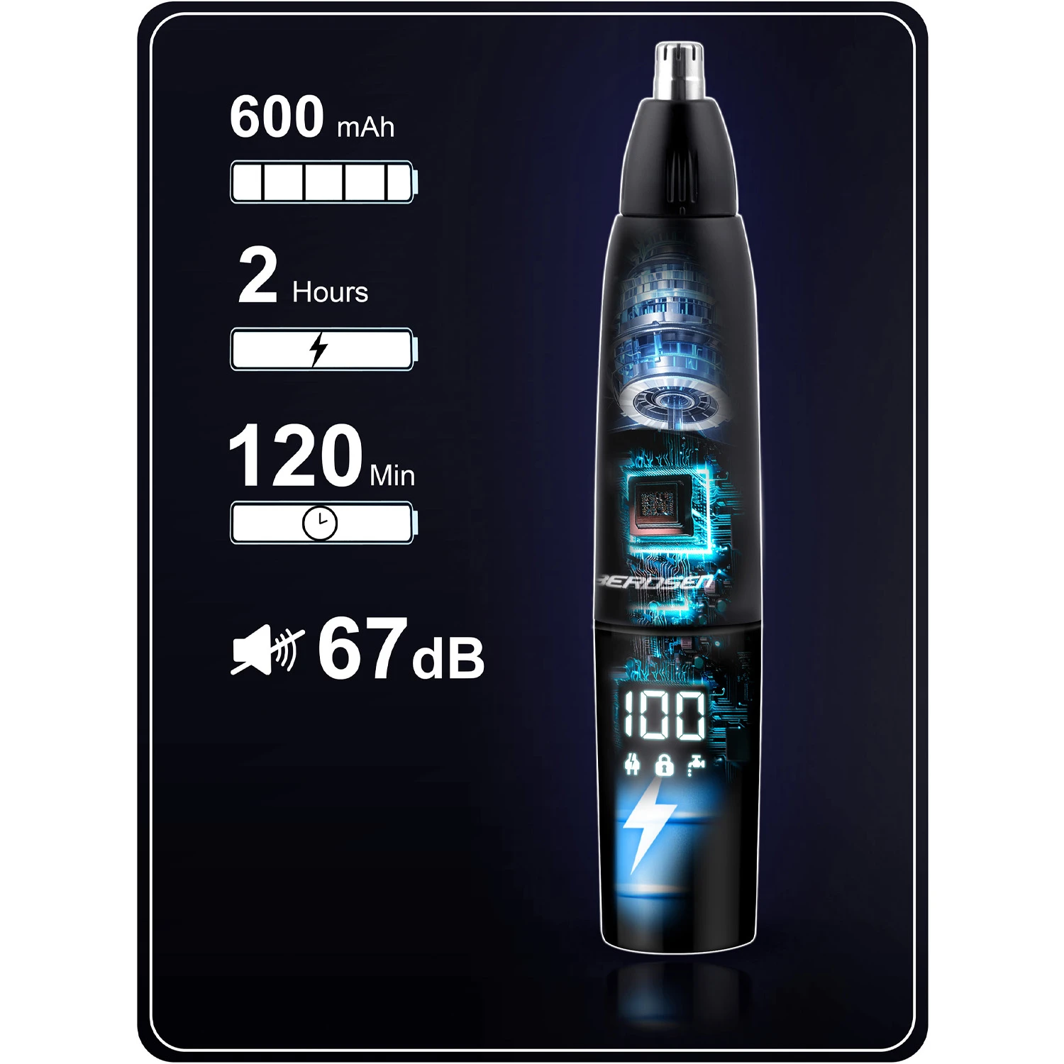 Berdsen BD-269 zastrihávač chĺpkov do nosa a uší, čierny – Obrázok 5