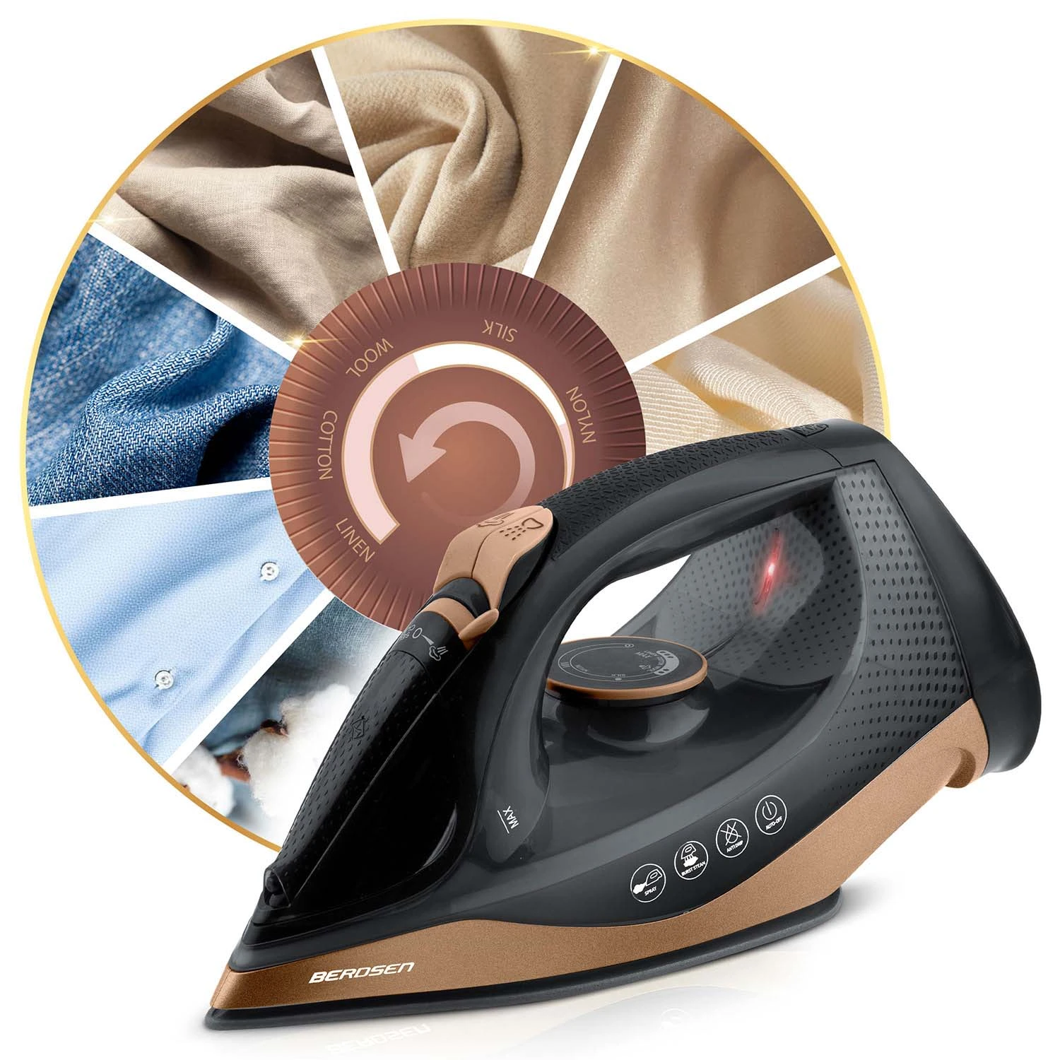 Bezdrôtová naparovacia žehlička 2600 W Berdsen BD-333 s keramickým povrchom – Obrázok 3