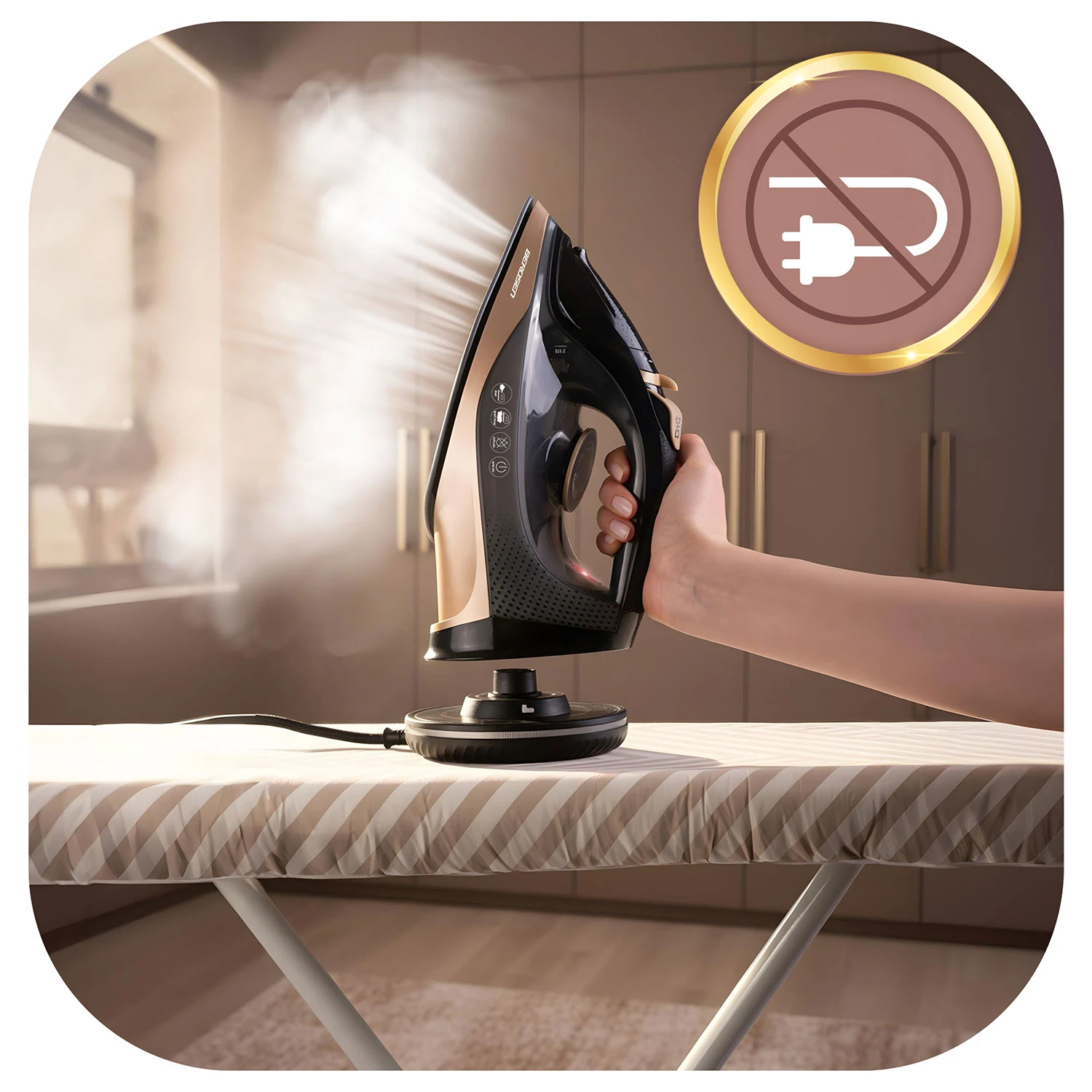 Bezdrôtová naparovacia žehlička 2600 W Berdsen BD-333 s keramickým povrchom – Obrázok 2