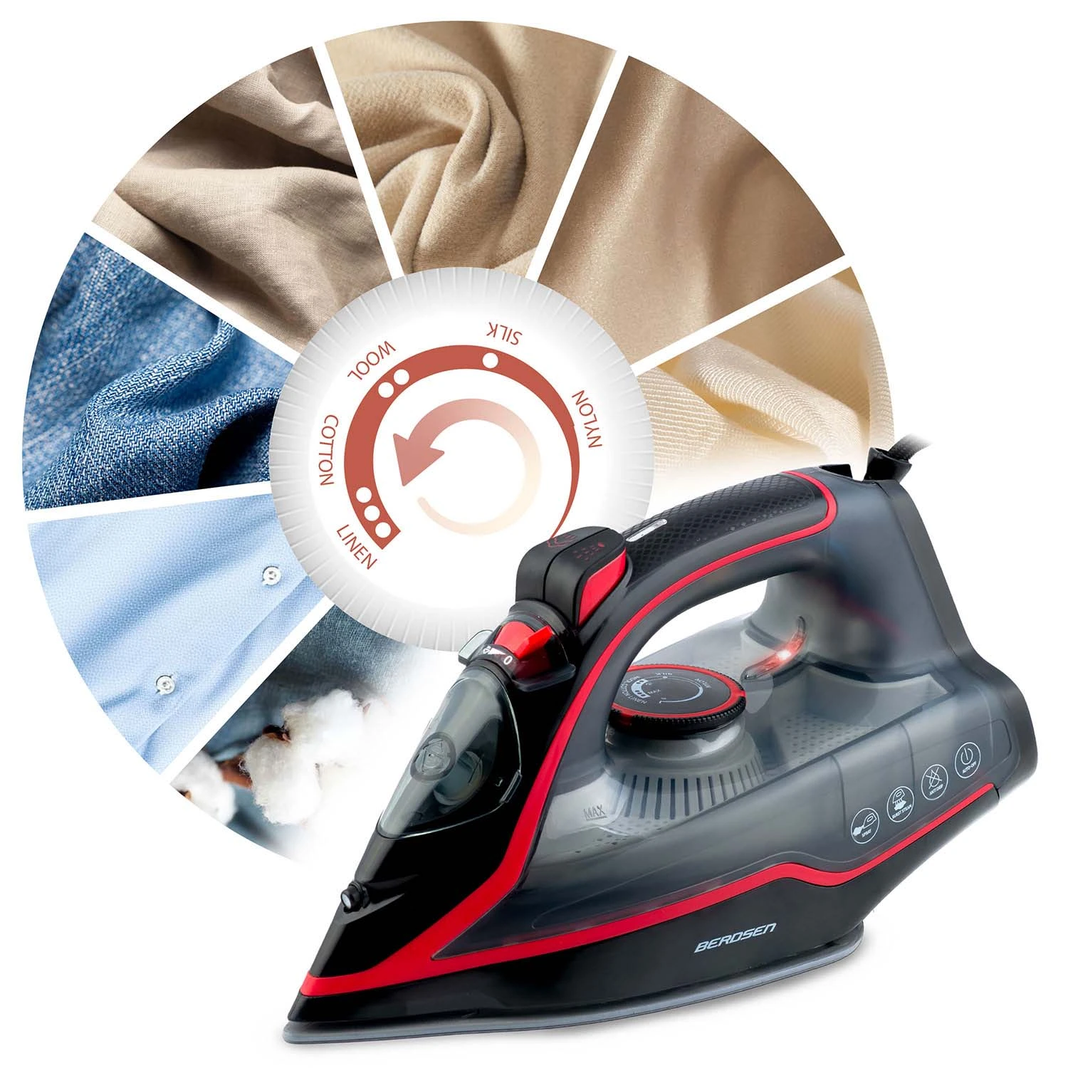 Naparovacia žehlička 2600W Berdsen BD-331 s keramickým povrchom, vertikálna prevádzka – Obrázok 5