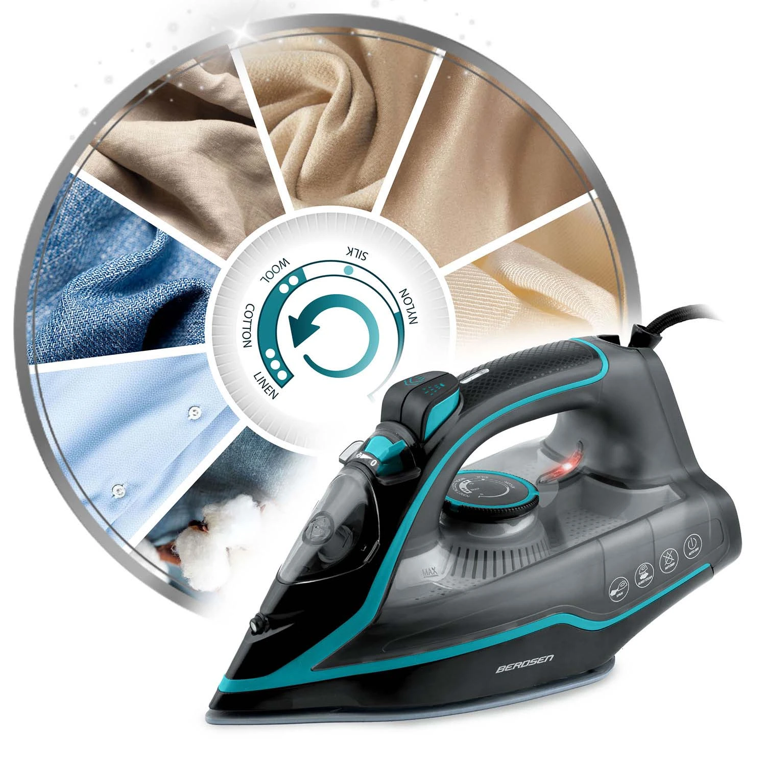 Naparovacia žehlička 2600W Berdsen BD-331 s keramickým povrchom, vertikálna prevádzka – Obrázok 5