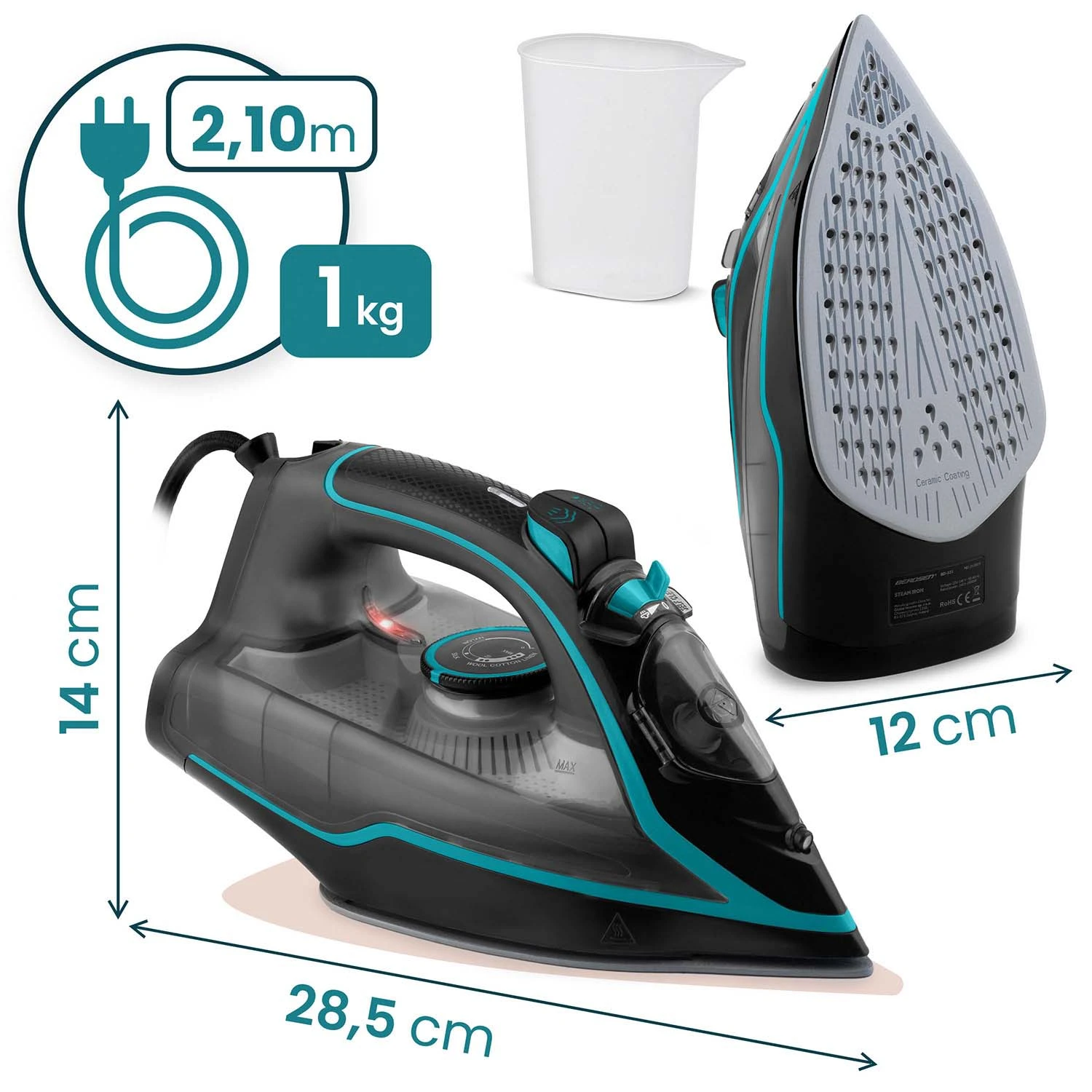 Naparovacia žehlička 2600W Berdsen BD-331 s keramickým povrchom, vertikálna prevádzka – Obrázok 7