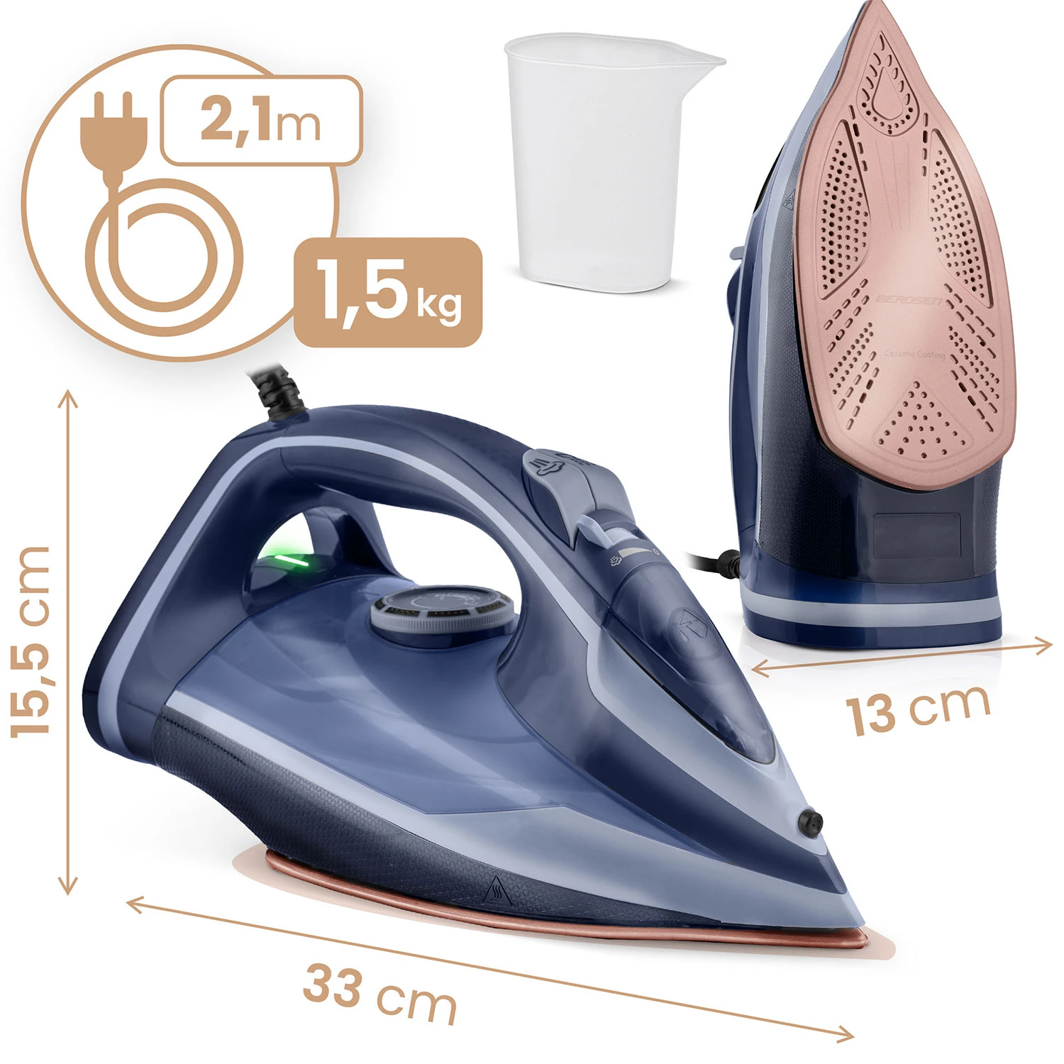 Naparovacia žehlička Berdsen BD-330 s výkonom 3000 W, keramický povrch, vertikálna prevádzka – Obrázok 4