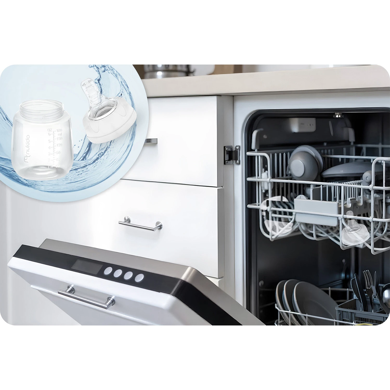 Sada 2 ks fliaš na mlieko Nukido z polypropylénu. – Obrázok 4