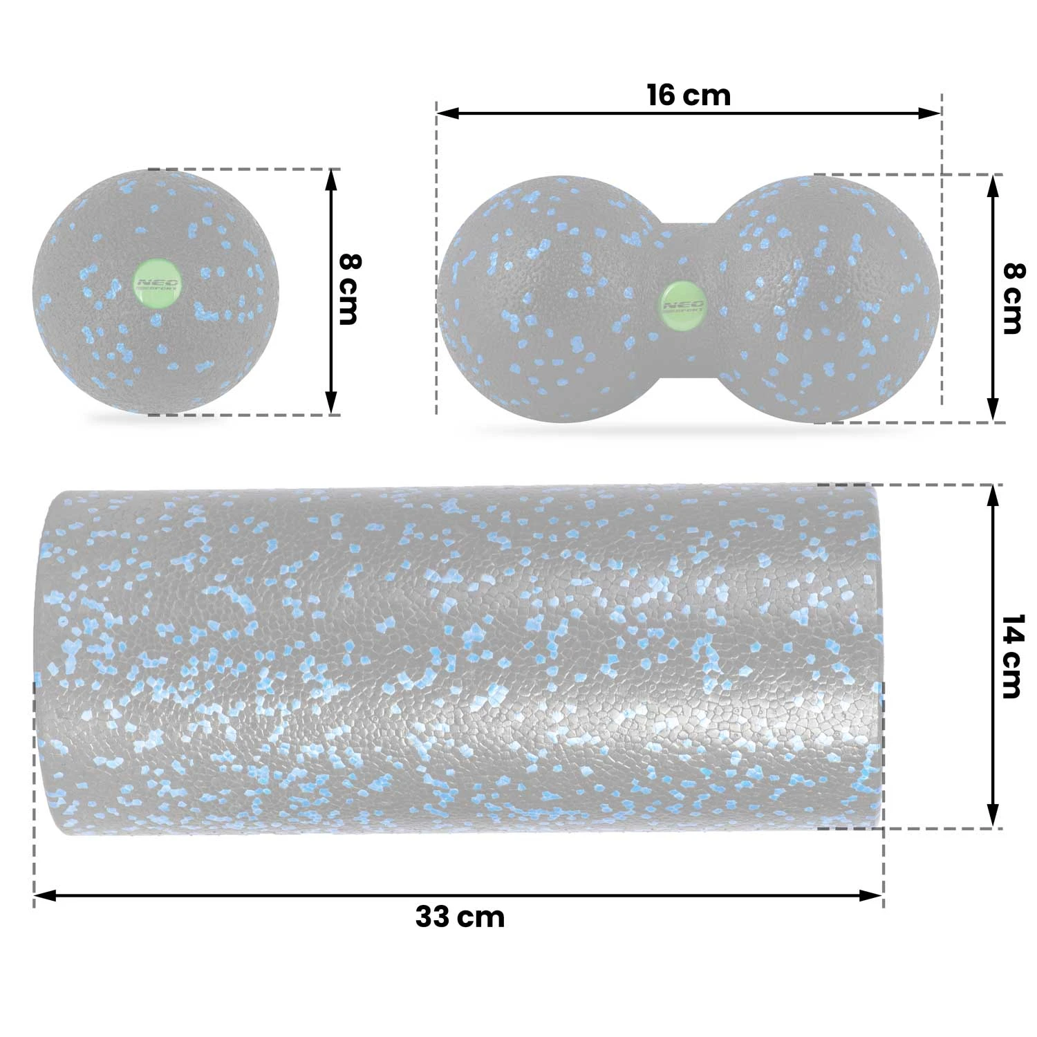 Lopta + dvojitá masážna lopta - sada - NS-997 čierna a modrá – Obrázok 4