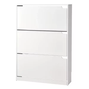 Botník  s 3 dvierkami, priestorovo úsporný botník, voľne stojaci organizér na topánky do vstupnej haly, obývačky, verandy, moderný botník 800 x 220 x 1165 mm biely