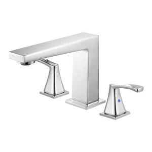 Rímska vaňová batéria s 3 otvormi a 2 úchytkami, nerezová vaňová batéria na stenu pre dospelých, strieborná