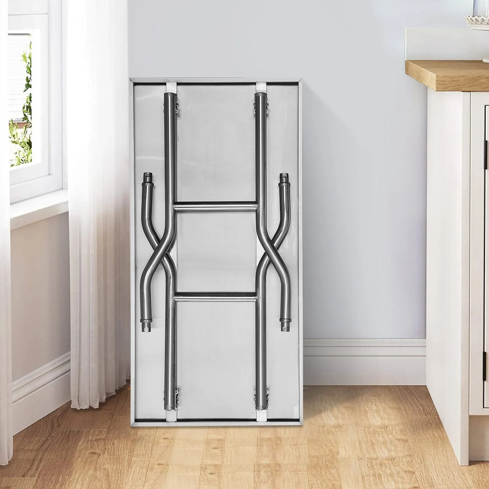 Kuchynský pracovný stôl VEVOR, 1220 x 610 x 850 mm, 2-úrovňový cateringový pracovný stôl z nehrdzavejúcej ocele, stôl na prípravu jedla, komerčný kuchynský stôl, kuchynský stôl do jedla, stôl z nehrdzavejúcej ocele – Obrázok 3