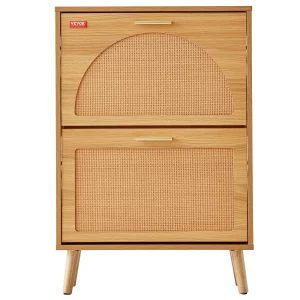 Úzka skrinka na topánky, stojan na topánky, farba dreva, 600 x 168 x 877 mm, skrinka na topánky s 2 výklopnými dvierkami + horný úložný priestor, botník, nosnosť 36,28 kg, skrinka na topánky z masívneho dreva do chodby