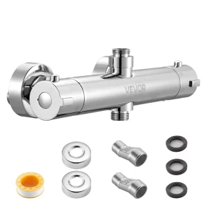 Sprchová batéria s termostatickým zmiešavačom, sprchová batéria s bezpečnostným zámkom 38 °C, sprchový ventil, vaňová batéria, regulačné ventily teploty do kúpeľne, obytného automobilu, hotela, chrómovo-strieborná