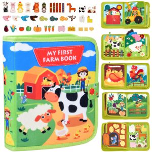 Kniha na suchý zips pre najmenších s plsťou FARMA