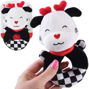 Kontrastná hrkálka pre bábätká s pišťalkou COW