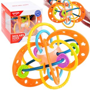 Príjemné a mäkké senzorické hryzátko pre batoľatá oranžové