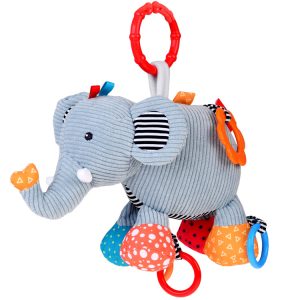 Prívesok do kočíka s očarujúcim slonom + hrkálka pre bábätká