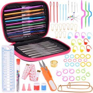 Sada háčkovacích háčikov 100 ks, 0,6-6,5, puzdro s príslušenstvom