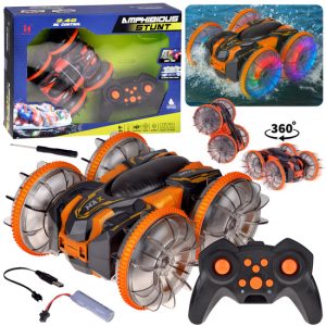 AMPHIBIAN 2v1 kaskadérske RC auto s diaľkovým ovládaním, pohonmi, plavákami, svetlami RC0735