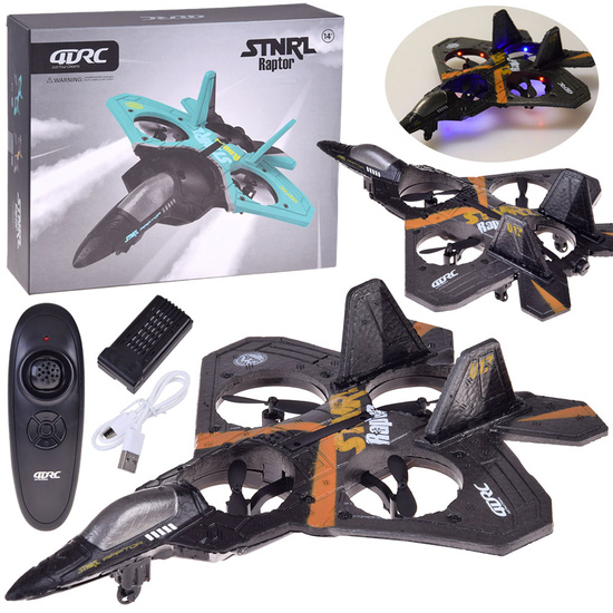 Diaľkovo ovládaný stíhací dron Raptor svietiacich kvadrokoptér RC0726 SR