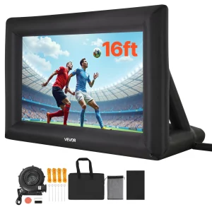 Nafukovacie filmové plátno vyrobené z 600D, premietacie plátno s prenosným úložným vreckom, 16:9, filmová projekcia pre domáce kino, párty a zábavu pri bazéne (409 x 160 x 272 cm)