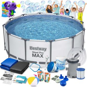 Záhradný bazén s rámom 427 x 84 cm 17-v-1 Bestway 56595 + výrobník bublín ZADARMO