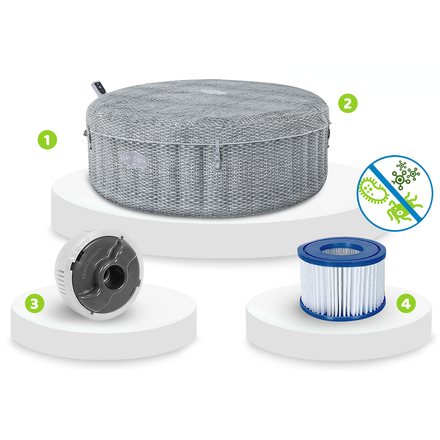 Nafukovacia vírivka Lay-Z Bali Grey pre 6 osôb Bestway 6001N – Obrázok 7