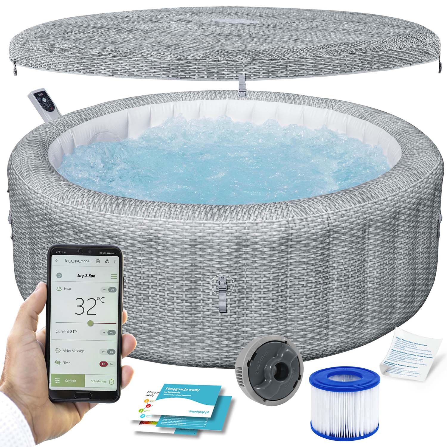 Nafukovacia vírivka Lay-Z Bali Grey pre 6 osôb Bestway 6001N