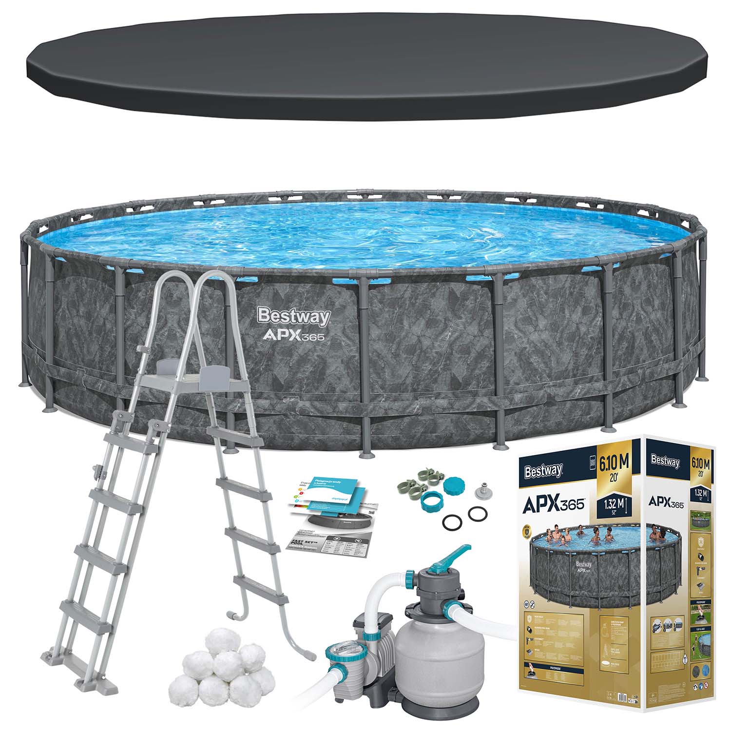 Záhradný bazén s rámom 610 x 132 cm 11-v-1 Bestway 561KE