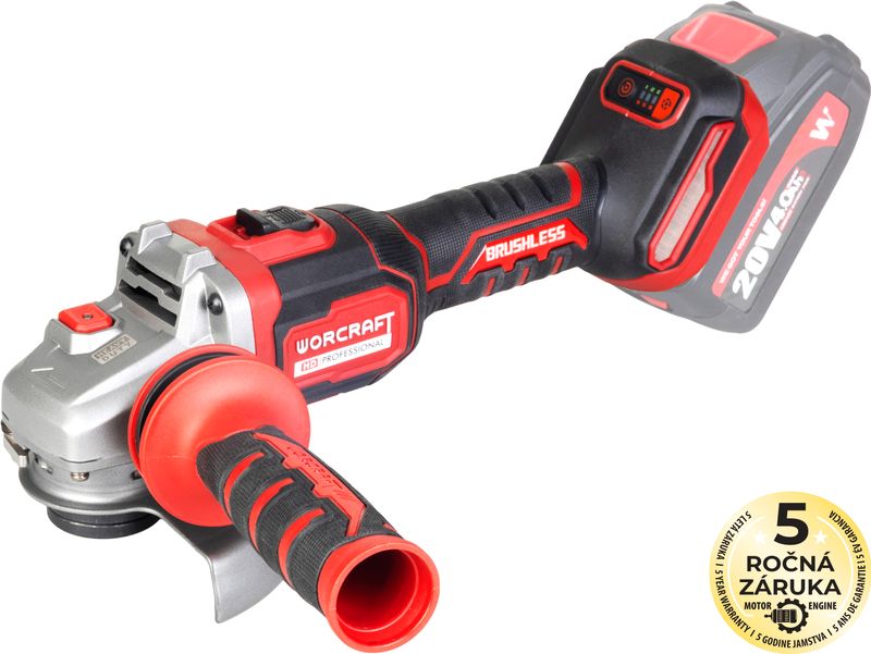 Set Worcraft CAG-S20LiBM, uhlová brúska 125 mm, ShareSYS , 2x 4.0 Ah akumulátor + nabíjačka, bezuhlíková, 6 rýchlostná – Obrázok 4