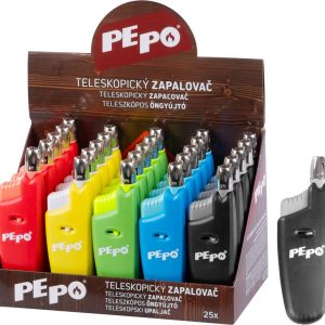 Zapaľovač PE-PO®, teleskopický, plynový, Sellbox 25 ks