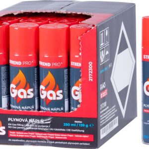 Plyn Strend Pro, Propán-Bután, kartuš 139 g, 250 ml, na plnenie, do zapaľovačov, Sellbox 20ks