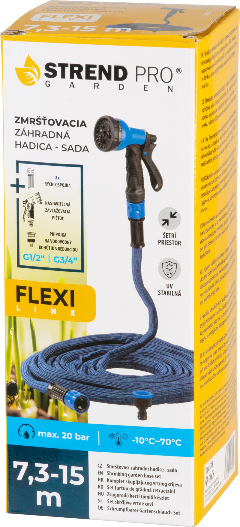 Hadica Strend Pro Garden Flexi, 7.3-15 m, 1/2"-3/4" + pištoľ, záhradná – Obrázok 2