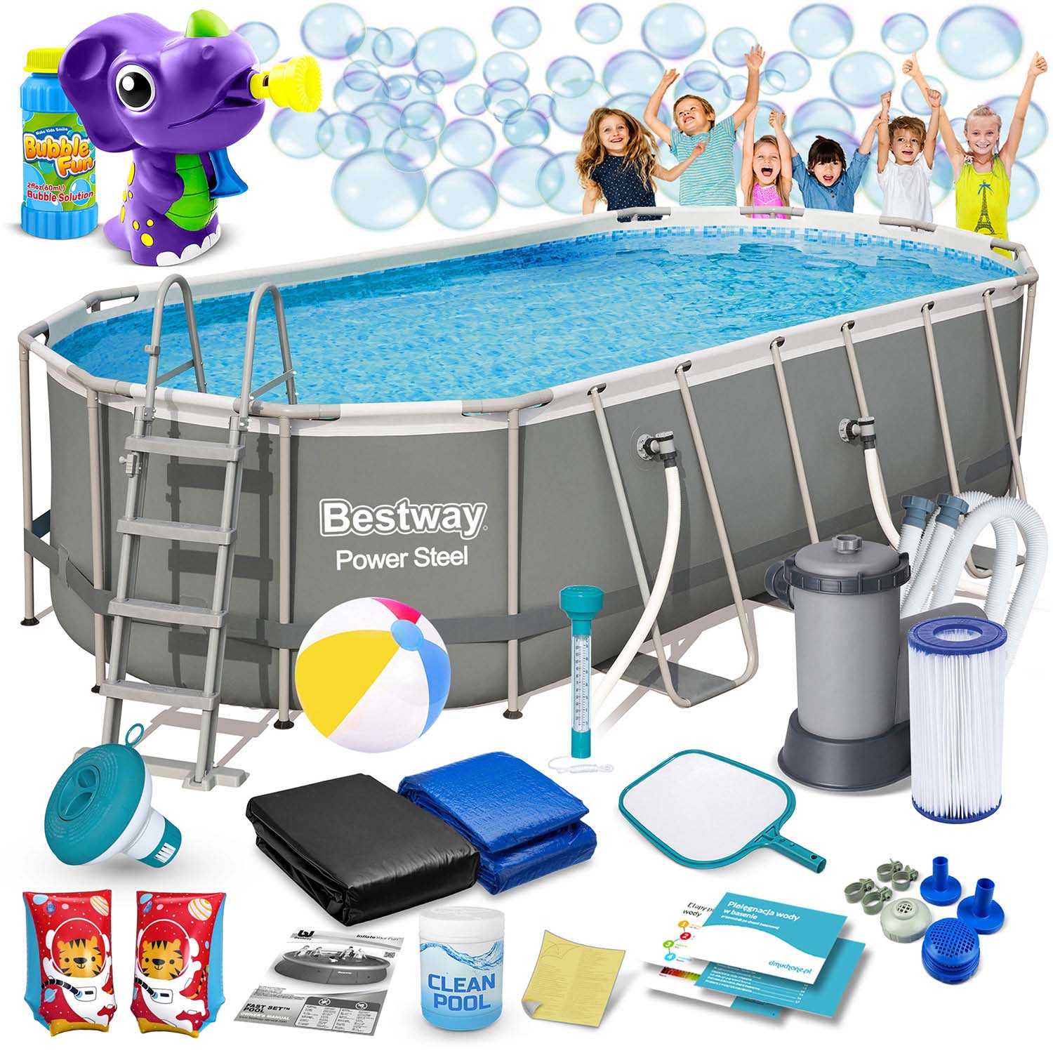 Záhradný bazén s rámom 549 x 274 x 122 cm 17 v 1 Bestway 56710