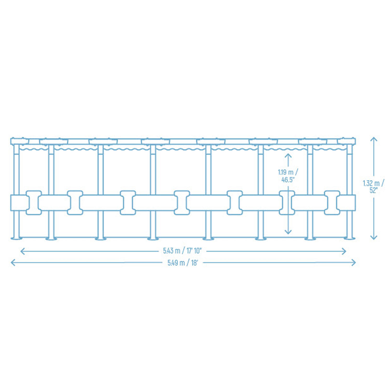 Záhradný bazén s rámom 549 x 132 cm 11-v-1 Bestway 561KC – Obrázok 2