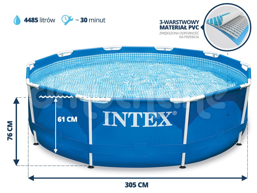 Záhradný bazén s rámom 305 x 76 cm INTEX 28200 – Obrázok 2