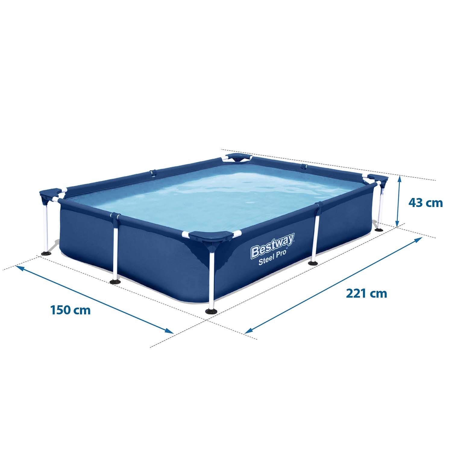 Obdĺžnikový bazén s rámom 221x150x43 cm 16 v 1 Bestway 56401N – Obrázok 2