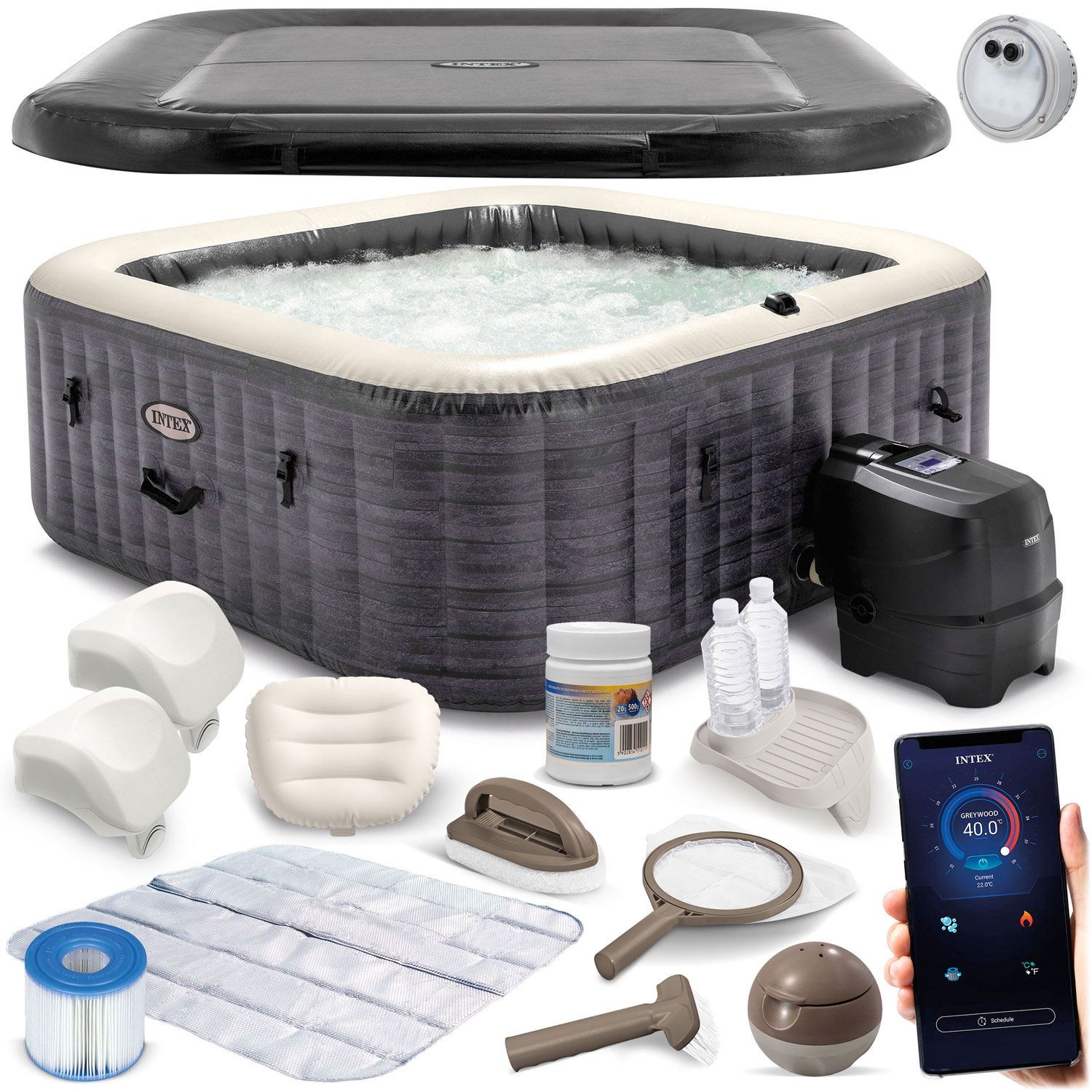 Nafukovacia vírivka s hydromasážou pre 6 osôb INTEX 28452 Hydromasáž 28452NP LED APPLICATION