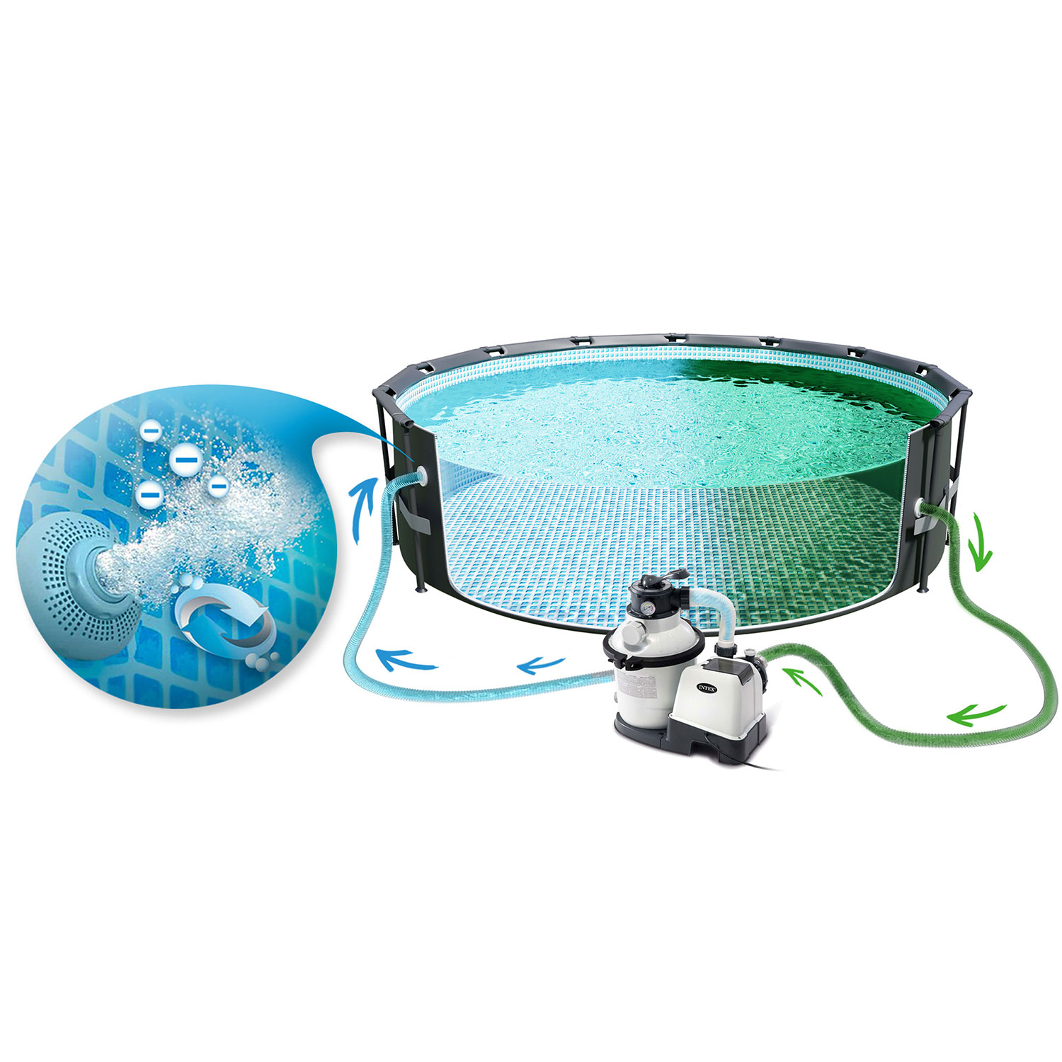 Pieskové filtračné čerpadlo + filtračné guľôčky 5700 l/h INTEX 26644 – Obrázok 3