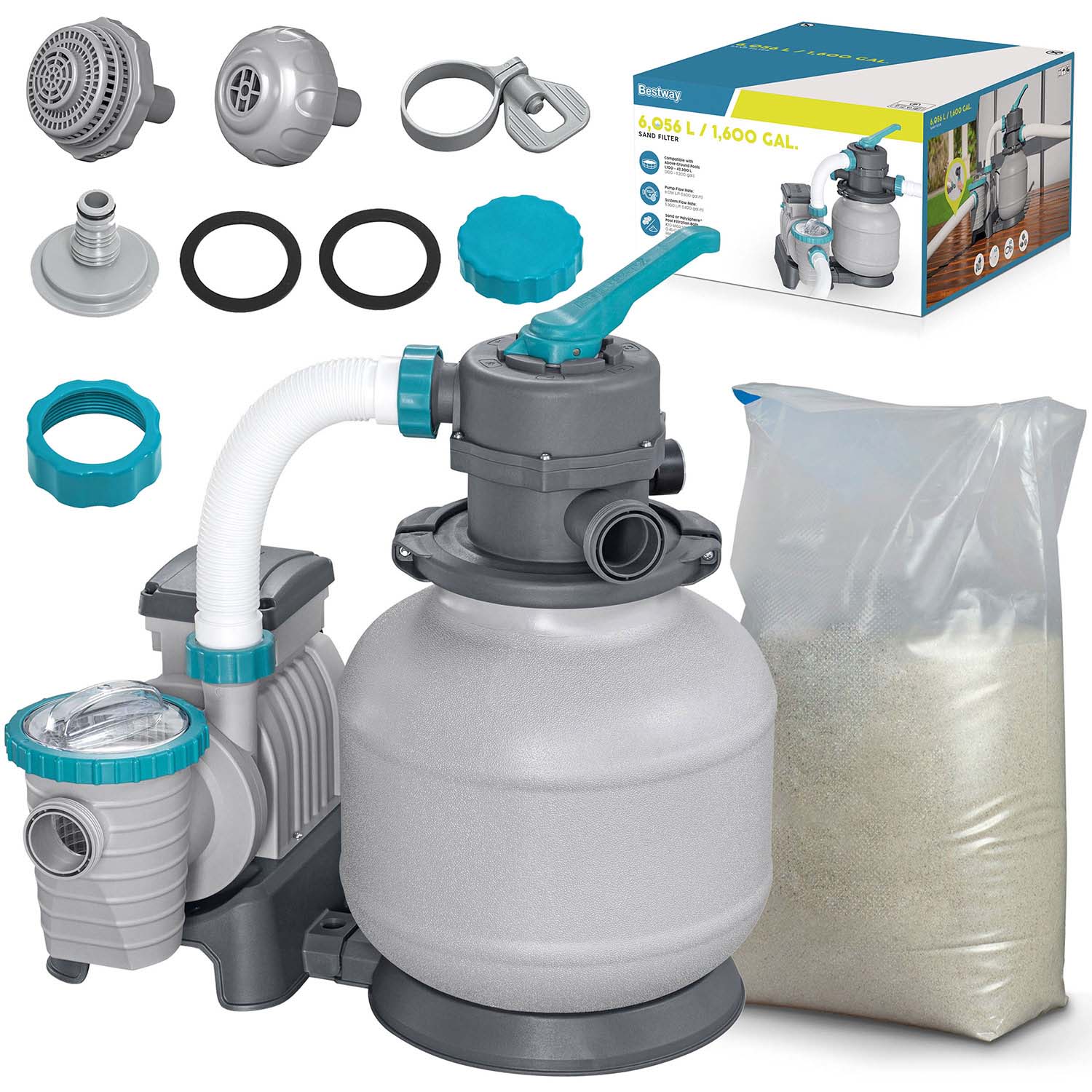 Pieskové čerpadlo 6056 l/h + 25 kg piesku Bestway 58497