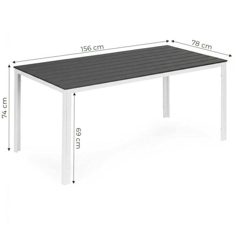 Záhradný stôl pre 6 osôb, 156x78 cm, Polywood, sivý, biely, MultiGarden, záhradný nábytok – Obrázok 7