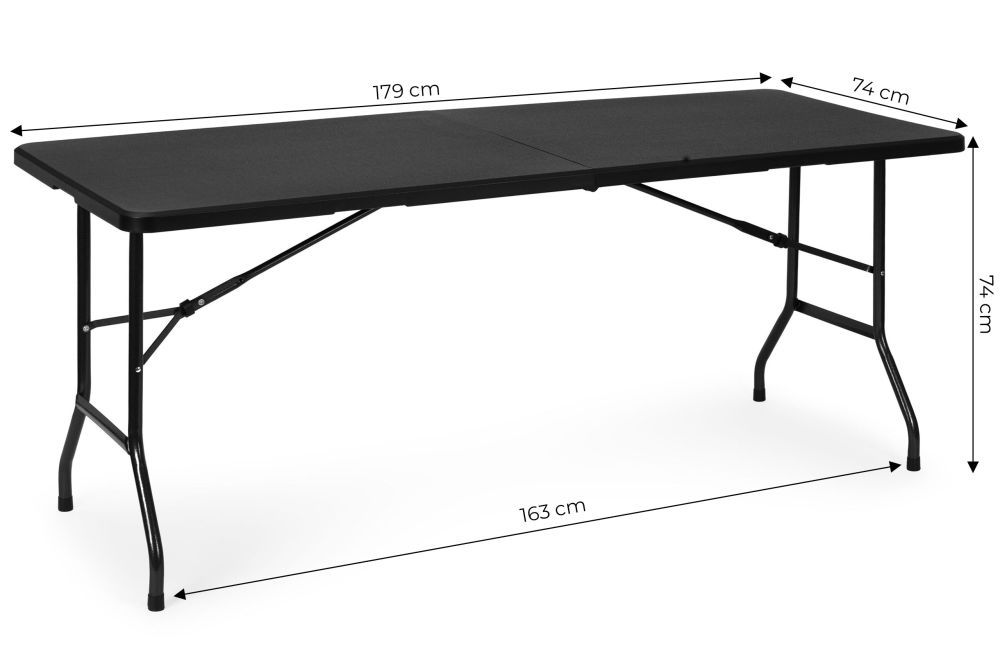 Cateringový stôl 180 cm skladací do kufra, čierny MultiGarden – Obrázok 2