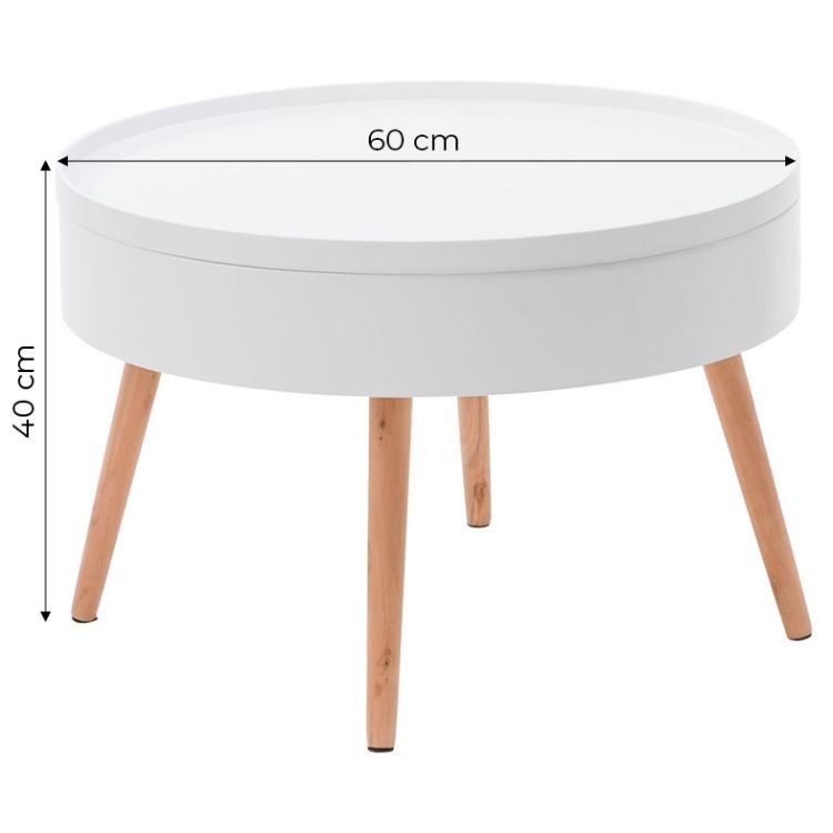 Okrúhly konferenčný stolík s úložným priestorom 60 cm ModernHome – Obrázok 2