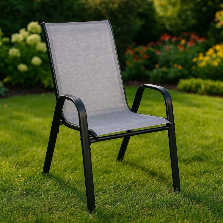 Sada 2 záhradných stoličiek na terasu alebo balkón, svetlosivá, MultiGarden – Obrázok 3