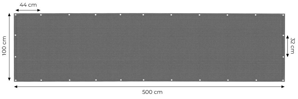 Balkónový kryt s armatúrami 100x500 cm tieniaca sieť + montážne prvky sivý MultiGarden – Obrázok 5