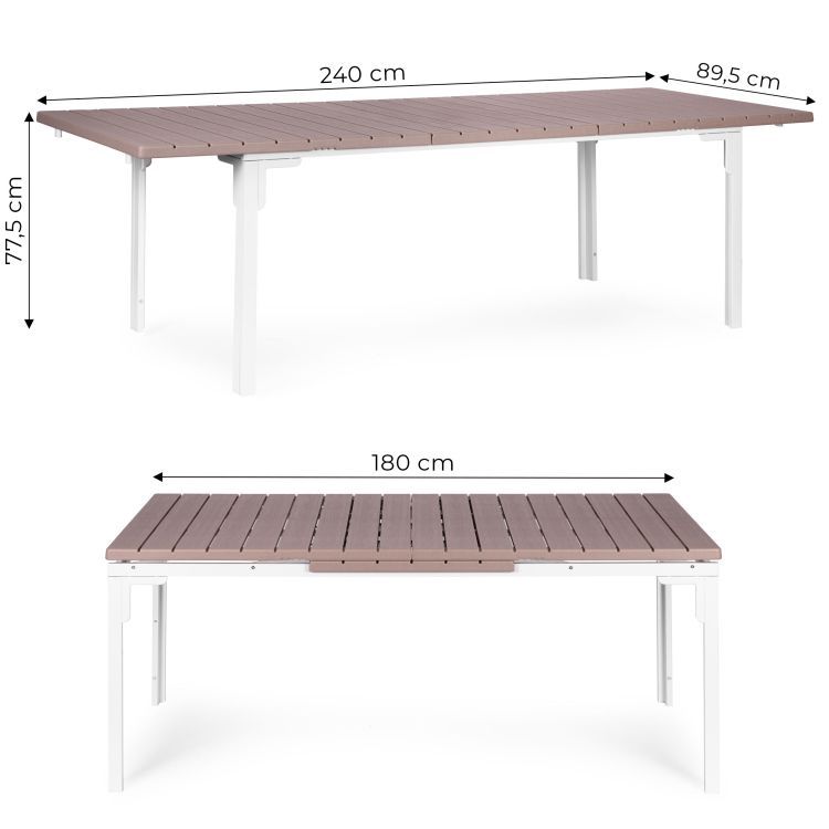 Rozkladací záhradný stôl 180-240 cm, až 12 miest na sedenie, HDPE oceľ, béžová, MultiGarden – Obrázok 2