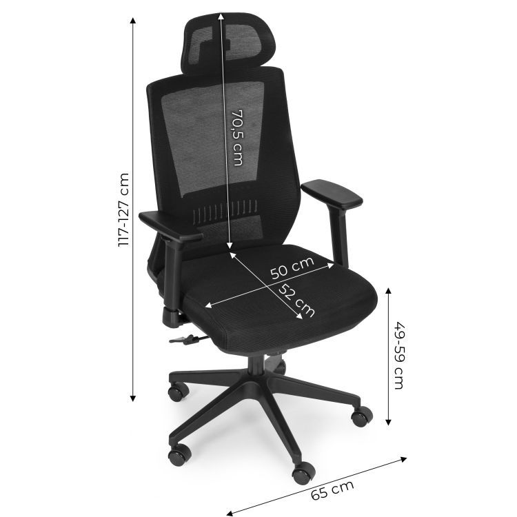 Ergonomická otočná kancelárska stolička ModernHome s nastaviteľnou výškou, čierna – Obrázok 2