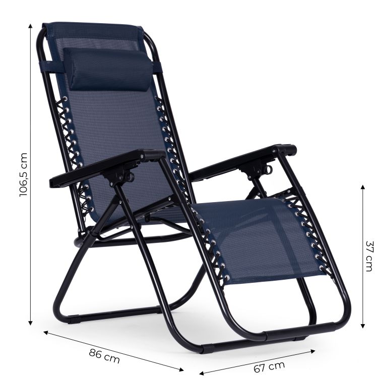 Skladacia záhradná plážová stolička, ZERO GRAVITY, MultiGarden, modrá – Obrázok 4