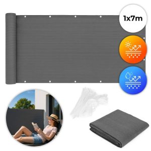 Balkónový kryt s armatúrami 100x700 cm tieniaca sieť + montážne prvky sivý MultiGarden
