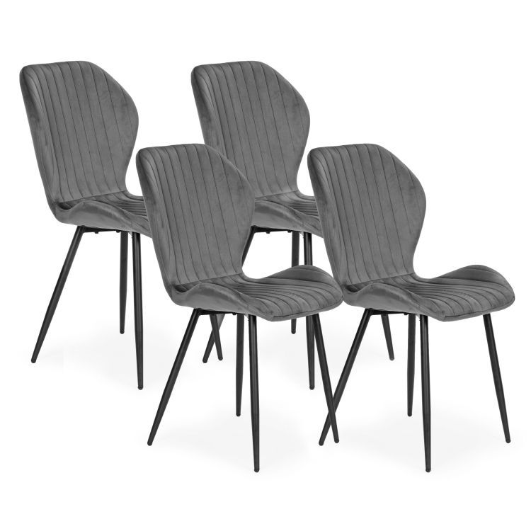 Sada 4 stoličiek do obývačky, jedálne, moderné kreslo, sivý zamat, ModernHome